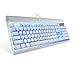 Eagletec KG011 Mechanical Keyboard, USB Wired Natural Ergonomic Keyboard, Industrial Aluminium, Backlit and Blue Switch with 104 Illuminated LED backlighted Keys for Windows PC Office Gamer - White primary