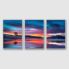 Framed Canvas Wall Art for Living Room, Bedroom Beautiful Nature Norway Landscape Canvas Prints for Modern Home Decoration Ready to Hang - 16"x24"x3 Panels