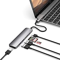 Satechi Slim Aluminum Type-C Multi-Port Adapter V2 with USB-C PD, 4K HDMI (30Hz), Micro/SD Card Readers, USB 3.0 - Compatible with 2018 MacBook Pro/Air, 2018 iPad Pro, Microsoft Surface Go (Space Gray