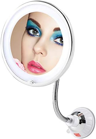 Amazon Com Top4ever Flexible 10x Magnifying Makeup Mirror Gooseneck Led Lighted Vanity Mirror Power Locking Suction Cup With Day Light And 360 Degree Swivel Portable Vanity Mirror For Home Bathroom Beauty