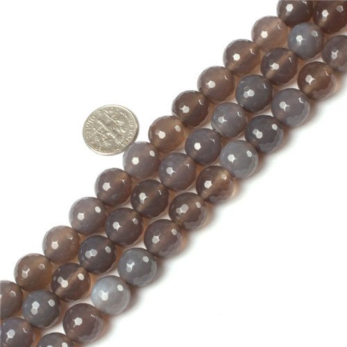 Sweet & Happy Girl's Store 12mm Round Faceted gemsone Gray Agate Beads Strand 15 Inch Jewellery Making Beads