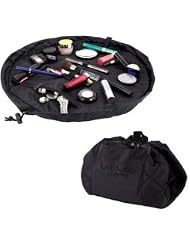 Lay-n-Go Cosmo Layflat Drawstring Cosmetic & Makeup Bag Organizer - Portable Drawstring Bag w/Zipper Pocket, Makeup Loops & More - Durable, Machine Washable Toiletry Bag for Travel (20