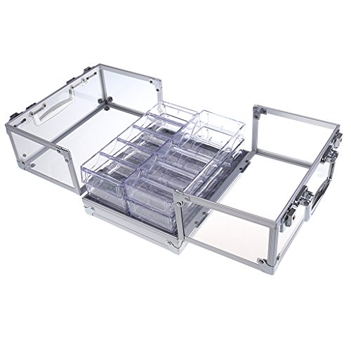 Bonarty 600Pcs Chip Clear Acrylic Poker Chip Locking Carrier-Includes 6 Chip Racks, Holds 6 Chip Trays Poker Chip Case (Clear) - Thumbnail 5