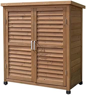 庭の収納小屋 スリムな杉の木のキャビネット 収納用ピッチ屋根付き