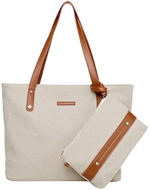 Hot Sale! Handbag+Clutch Wallet, Among Women's Fashion Canvas Zipper Shoulder Bags Versatile Solid Composite Bag...