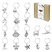 Gnollko 16pcs PVC Wine Glass Charms,Funny Beach Wine Charms Marker Tags Identifiers for Stem Glasses