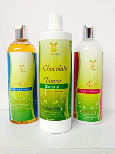 Evo Cosmetics Chocolate Power Keratin Smoothing Treatment 16 Oz, Aloe Clarifying Shampoo 16 Oz & Aloe Conditioner 16 Oz