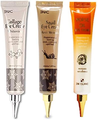 3W Clinic [Korean Cosmetics 3w Clinic] Collagen Eye Cream Collagen Eye Cream 1.4 fl oz (40 ml), Wrinkle Management, Whitening, Moisturizing [Parallel Import] + Snail Eye Cream Anti-Wrinkle 40 ml * 1 ea / Oil Moisture Balance + 3W Clinic Horse Oil Eye Cream Whitening Official Product (40 ml) 0Ml) [Parallel import goods]