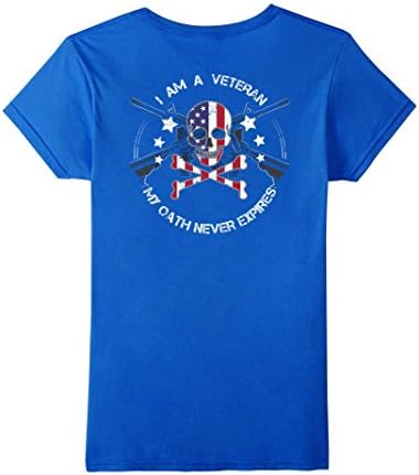 Women's Iraq War Veteran Shirt Vietnam Veteran My Oath Never Expires XL Royal Blue