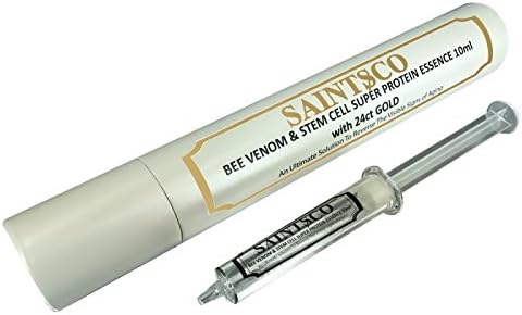 Saintsco Luxury Bee Venom &amp; Stem Cell Super Protein Essence with 24k Gold and Hyaluronic Acid - 10ml - Welcome to Nature's All-In-One Wrinkle Reducer, Skin Toner, and Dark Spot Remover!