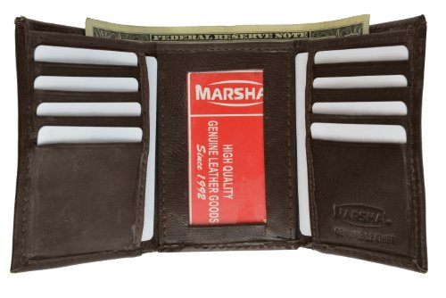 100% Leather Trifold Wallet & Card Holder Brown #1155