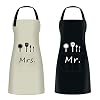 ETLEE Mr. en Mrs. Schort, verstelbaar keukenschort waterdicht slabbetje met zakken voor bruiloft bruidsfeest cadeau