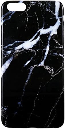Wastou Marble Geometric Graphic Joining Soft Back Case for iPhone 6 Plus 6s Plus 5.5Inch (not for 6/6s) (Ink Black)