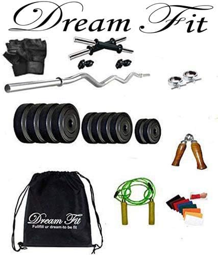 DREAMFIT 20 KG PVC Home Gym with 3ft CURL Rod, Gym Backpack and Accessories
