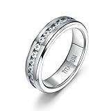 Eternity Titanium Ring Wedding Bands Brushed CZ Inlay Size 6 to 12