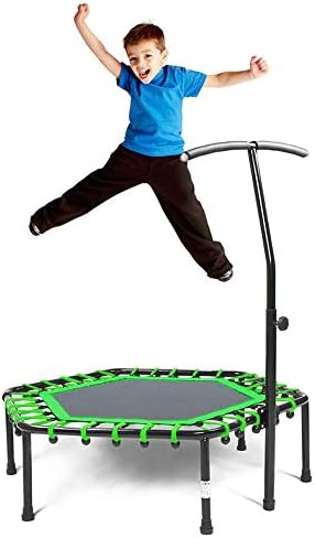 Safly Fun Fitness Trampoline Mini Trampoline for Adults/Kids with Adjustable Handle Bar, Indoor Trampoline Rebounder for Adults - Exercise Rebounder Home Trainer for Cardio Workout 40''