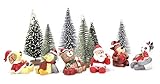 JUNKE 12 PCS Miniature Christmas Decorations Miniatures Mini Resin Desktop Christmas Ornaments Christmas Trees, Santa, Panda, Penguin, Reindeer, Dog, Bear, Xmas Gifts for Girls Boys Kids (12 Pieces)