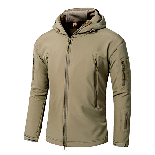 TACVASEN Men's Military Softshell Tactical Jacket Hooded Fleece Coat
