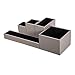 Vlando VPACK Desk Organizer - Office Desktop Leatherette 5-Compartment Pen Card Gadget Holder Stationery Storage Box for Pen, Pencil, Scissors, Name Card (Pebble Grey)