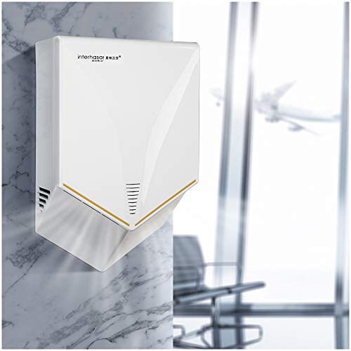 interhasa! Automatic Commercial Hand Dryer 1000W Electric Hand Dryers Fast Drying in 6s, Hand Dryers for Bathrooms Commercial Low Noise 60 dB, (White, 110V)