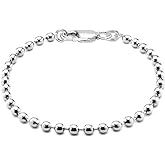 LeCalla 925 Sterling Silver Italian Handmade Round & Oval Bead Ball Strand Chain Bracelet for Women | Women's Silver Bead Ball Chain Bracelet (6.5, 7, 7.5, 8 Inches), Made in Italy