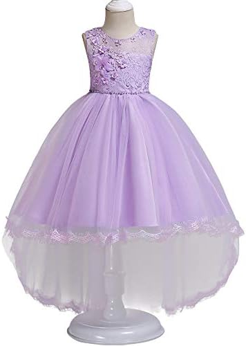 HUANQIUE Pageant Party Dresses Hi-Low Lace Flower Girl Dress 1-14 Years