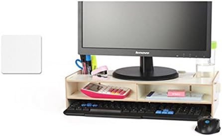 FlashEagle Desktop Monitor Stand White Wooden Desktop Monitor Riser and Keyboard Stand Organizer for TV Laptop Desktop Computer