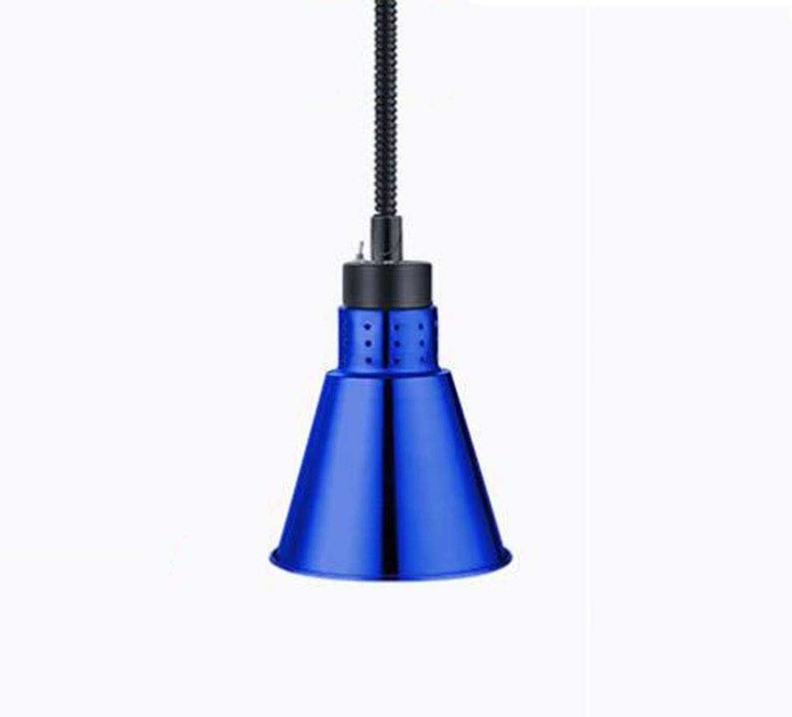 GHKWXUE Food heating lamp buffet telescopic adjustable insulation lamp food heating lamp single head chandelier hanging hotel kitchen restaurant (Color : Blue, Size : One size)
