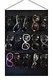 Ikiriska Eyeglass Sunglasses Organizer for 15 Glasses, Black, Storage, Display on Wall or Door (Firm Support at The top)