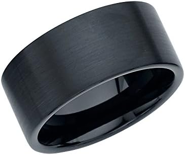 Ioka Jewelry - Tungsten Matte Black 10MM Engagement Wedding Ring Band - Unisex