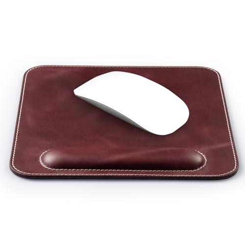Londo Tapis de Souris en Cuir Véritable avec Repose Poignet - Ergonomique Confort Tapis de Souris