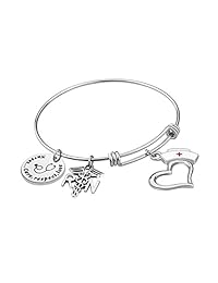 iJuqi Pulsera de Enfermera, Regalos, Mujer Chica Gestionable Caduceo Angular Enfermería Joyería Pulsera Enfermería Navidad Cumpleaños Graduación Regalo, Acero Inoxidable