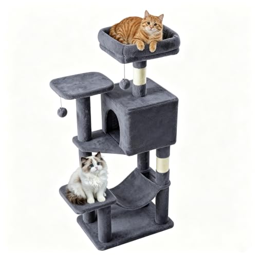 DUMOS 44 Inch Cat Tree Tower with Natural Sisal Scratching Posts