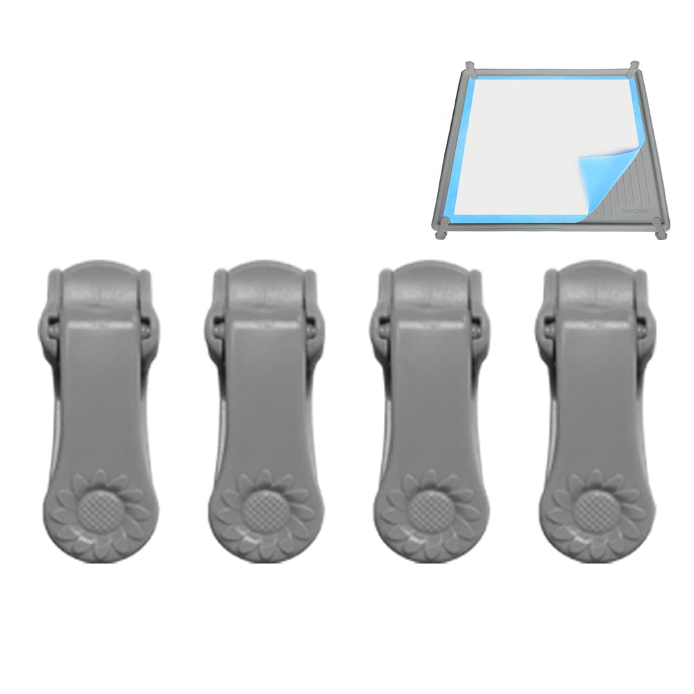 Photo 1 of AUFORPET Enhanced Thickened Clips Accessory for 24" x 24" Dog Puppy Baby Pee Pad Training Holder Tray, Standard Size, Gray, 4-Pack