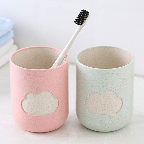 Finance Plan Big Promotion Lovely Cloud Wheat Straw Toothbrush Toothpaste Holder Couple Home Water Cup Green - Thumbnail 5