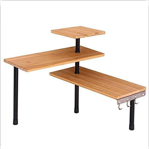 WMR Kitchen Shelves/Countertop / Spice Rack/Rotatable Shelf/With Hook/Desktop Corner Storage Rack/Bamboo Rack kitchen storage rack