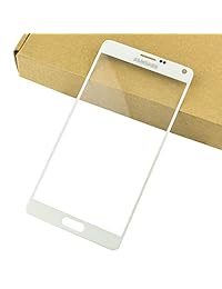 CrazyFire Reemplazo de pantalla de lente de vidrio exterior frontal compatible para Samsung Galaxy Note IV Note 4 N9100 Kit de reparación con cinta adhesiva (blanco)