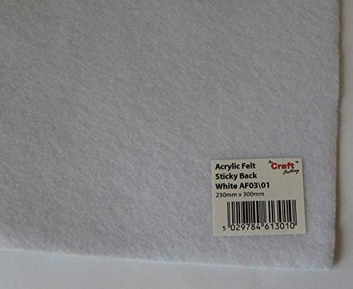 9" x 12" Sheet Sticky Back Self Adhesive Acrylic Felt Fabric - White