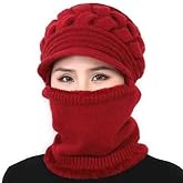 Women Winter Beanie Hat Peruvian Circle Scarf Set Warm Chunky Cable Knit Hats - Soft Stretch Thick Cute Knitted Cap