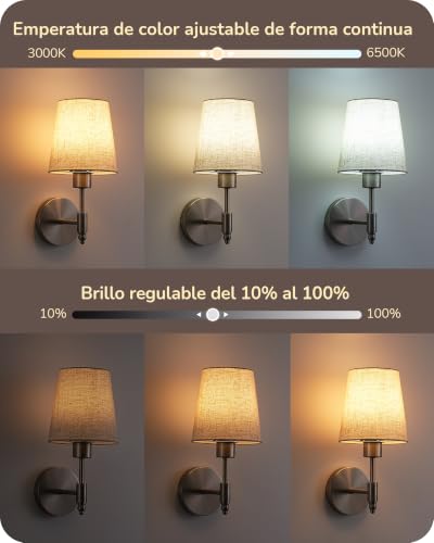 EDISHINE Wireless Wall Sconce with Remote Control, 12 RGB Colors | Set of 2 Dimmable Magnetic LED Rechargeable Wall Lamps, 3000-6500K, Timer, for Bedroom, Staircase