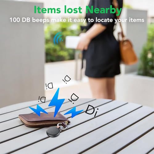 Smart Tracker Tags 4 Pezzi, Funziona con Apple Dov'è (Solo iOS), Localizzatore Bluetooth Trova Oggetti 365 Giorni, Batteria Sostituibile, Impermeabile IP67, Chiavi/Portafoglio/Bagagli/Valigie