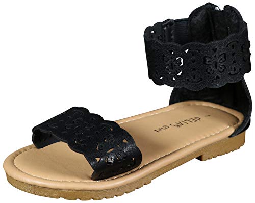 dELiA*s Girls Gladiator Style Sandals with Metallic Perforated Butterfly Details, Black, Size 5 M US Toddler' - Thumbnail 7