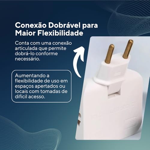 Adaptador Tomada Benjamin Articulado Bivolt com Duas Entradas USB, Conecta 4 Dispositivos Simultaneamente, Ideal para Viagens, Compacto e Portátil, Suporte até 10A, Compatível até 220V Sortido