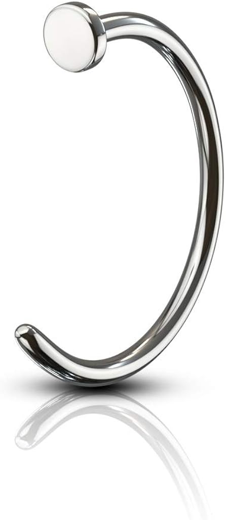 PiercedOff Titanium Nose Ring - Thickness 20GA (0.8mm) / Diameter 8mm, Silver