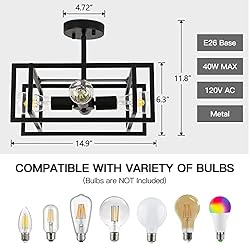 Minyuco Black Ceiling Light Fixtures - 4-Light