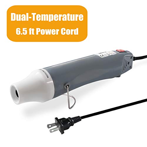 Mlife Mini Heat Gun - 300 Watt - Dual-Temperature Heat Tool with 6.5FT Power Cord for DIY Acrylic Resin Cups Tumblers Embossing Shrink Wrapping Paint Drying Crafts Electronics DIY (Light Gray)