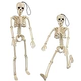 16'' Posable Halloween Skeleton, Aitbay Halloween Decorations Full Body Skeletons Props for Halloween Party Graveyard Haunted House Decoration 2 Pack