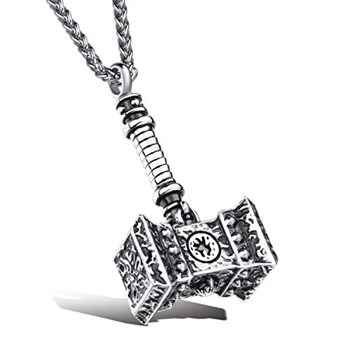 2019 Fashion New Male Stainless Steel Hammer Pendant Statement Necklace Rock Punk Mens Jewelry Accessories (Silver Color)