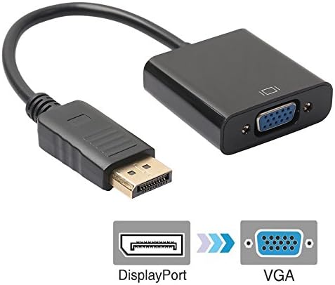 DisplayPort(DP) To VGA Gold-plated Adapter Converter for PC Laptop (Black 8 Inch)