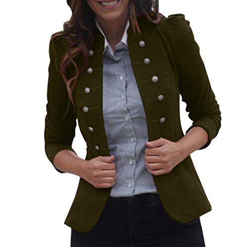 DONTAL Women Winter Steampunk Vintage Tailcoat Jacket Overcoat Outwear Uniform Buttons Coat Green